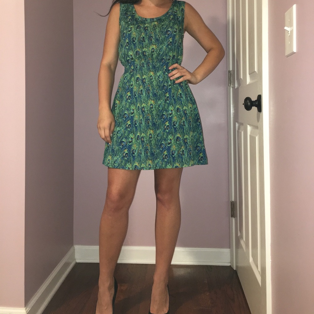 Peacock green dress